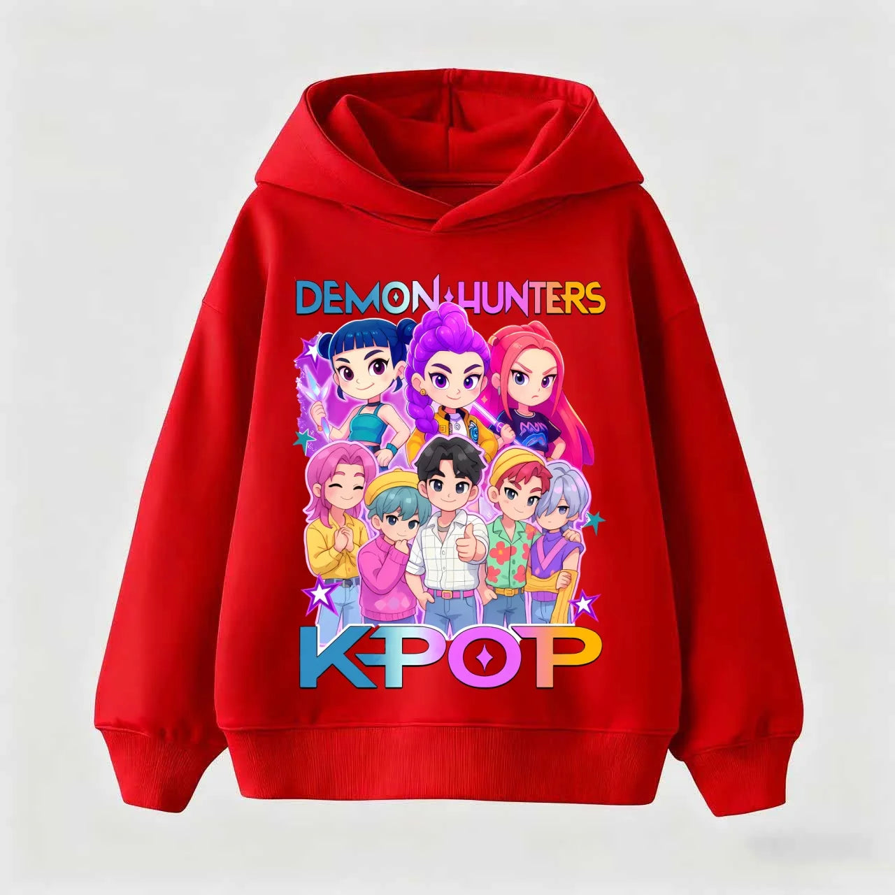 Fashion KPop Demon Hunter Rumi Derpy Cartoon Girls Boy Hooded Sweatshirt Warm Children's Korean Wave Casual Tops CasuOutfits Gif