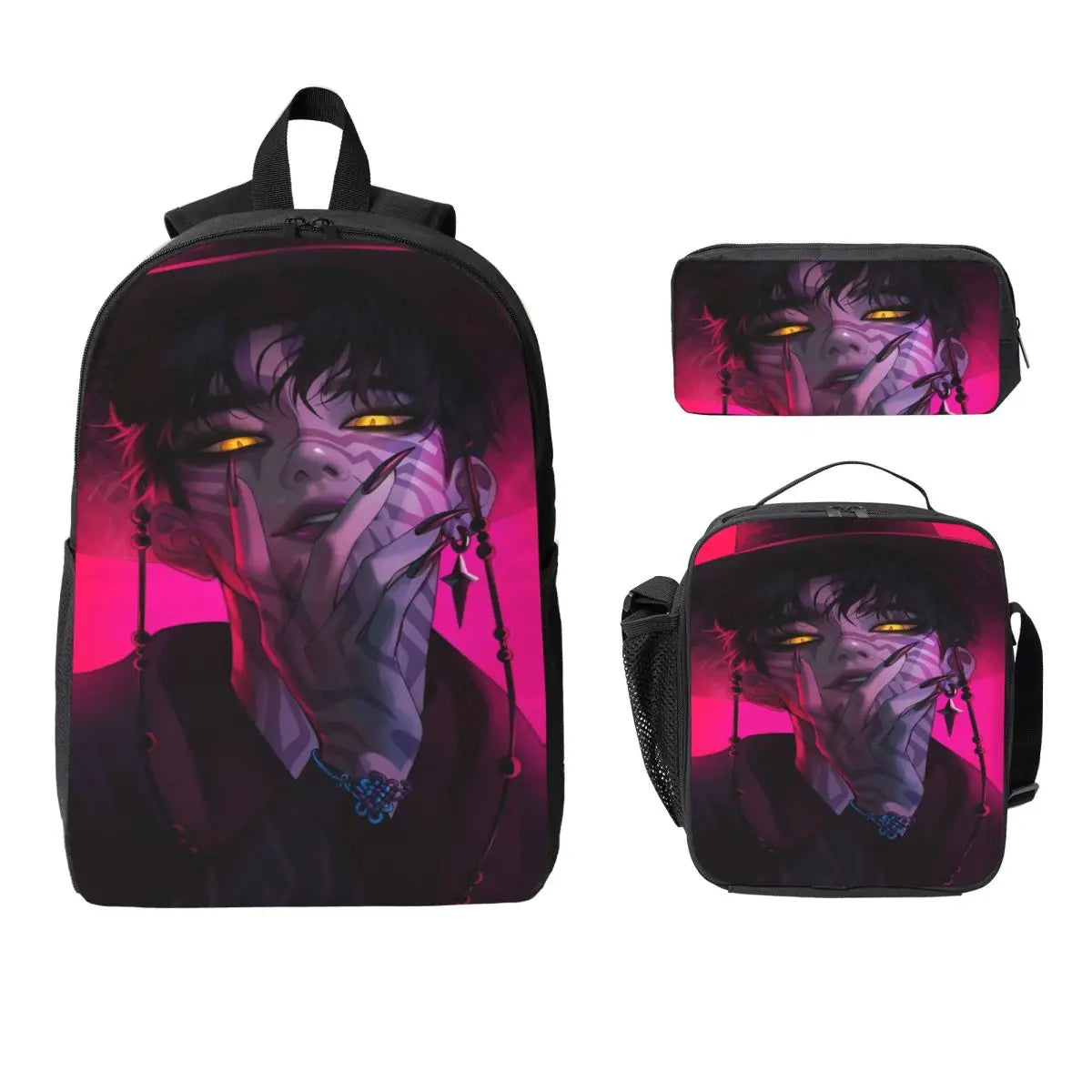 3Pcs Kpop Demon Hunters Huntrix  Backpack Set for Kids Pencil Boxes Bookbag Sets with Lunch Box For School Students Knapsack