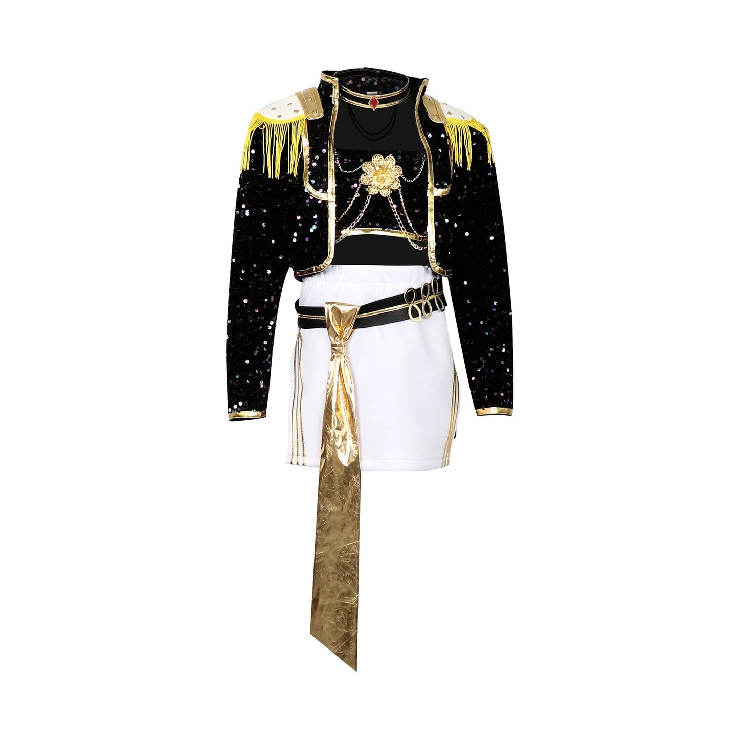 Kids Kpop Devil Hunter Huntrix Rumi mila zuoyi Cosplay costume Black and gold set Children's girl idol role-playing costum