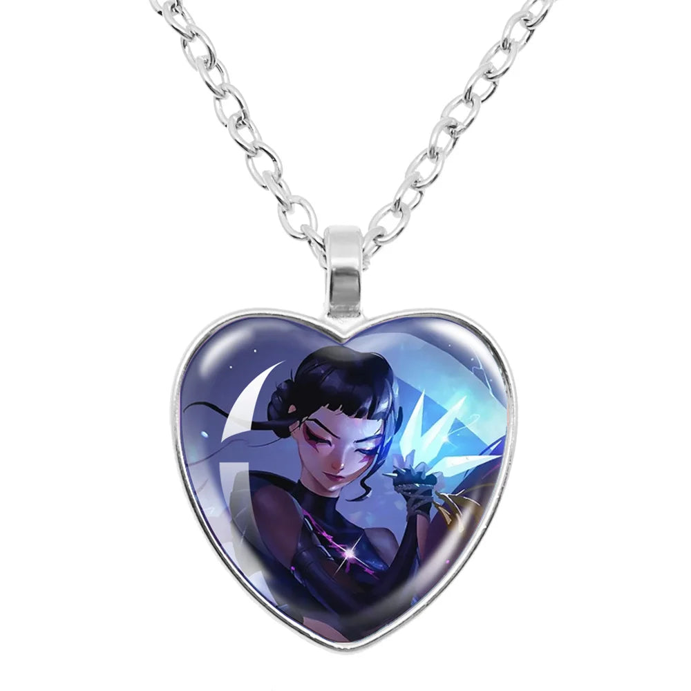 Rumi Zoey Mira Heart Glass Pendant Necklaces KPop Demon Hunters sajaboy Charm Necklace Fans Jewelry Accessories Cosplay Gift