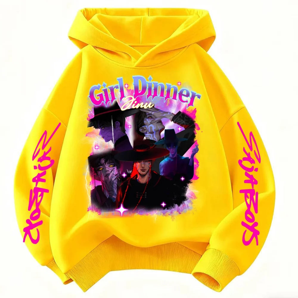 KPop Demon Hunters Huntrix Hoodie Kids Hooded Sweatshirt Baby Girls Pullover Hoodies Boys Fashion Outerwear Children's Clothing