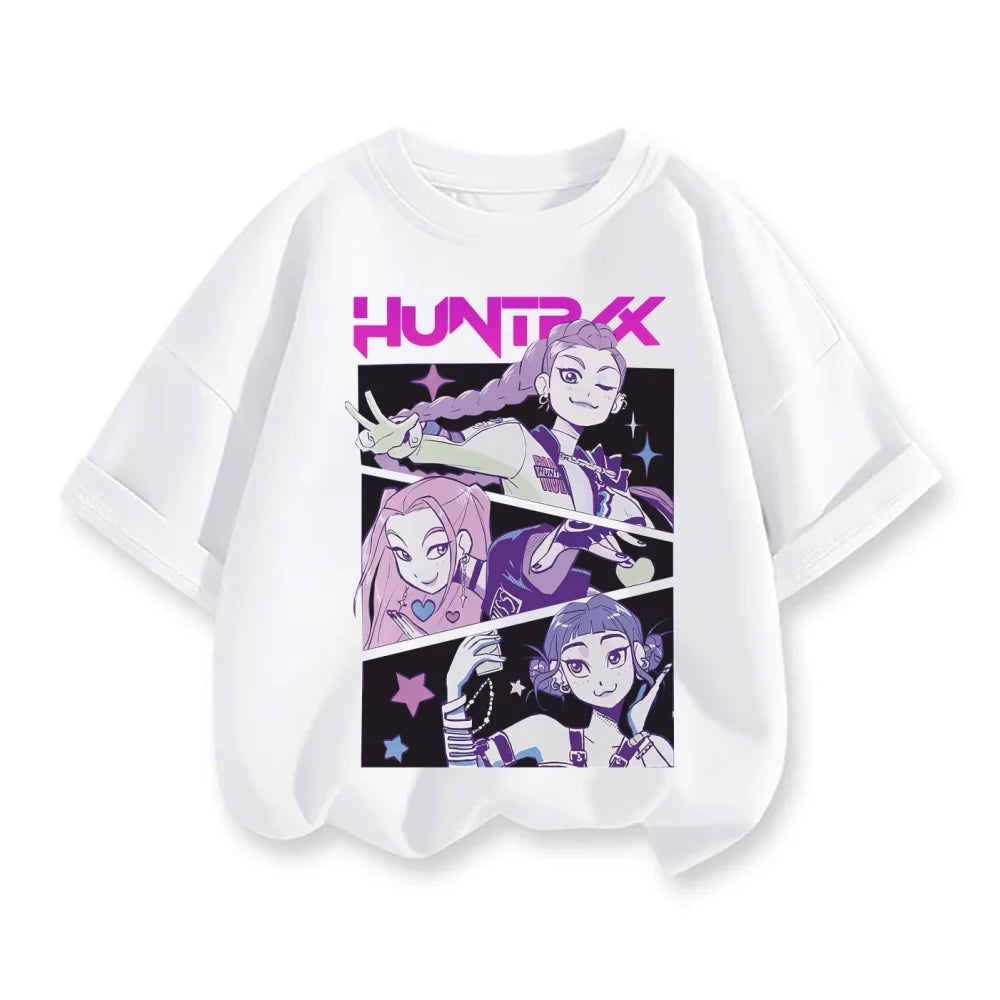 Y2K KPop Demon Hunters Kids T-shirt Cartoon Figure Printed Tops Tees Boys Girls Casual Short Sleeve Tshirt Children's Clothing