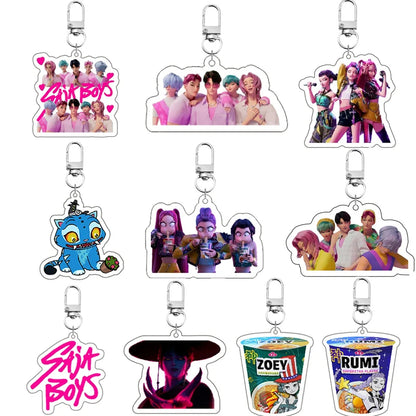 Kpop Demon Hunters Huntrix Saja Boys Acrylic Keychains Hot Accessories Jewelry Rumi Zoey Mira Sold My Soul Keyrings Fans Gifts