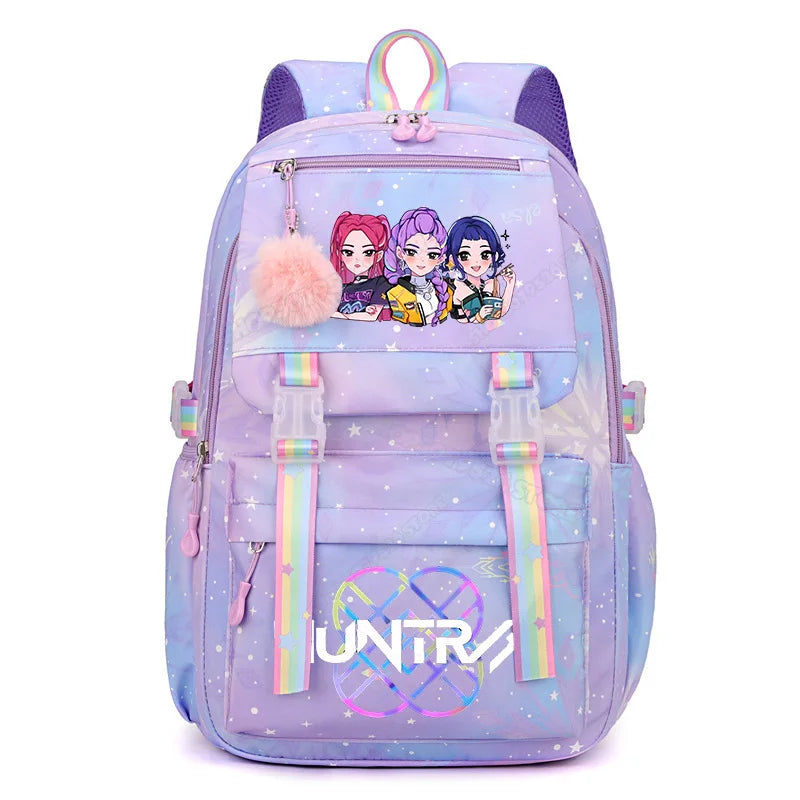 Anime KPop Demon Hunters Backpack Fashion High-capacity Backpack with Cartoon Character Graphics Rucksack Children Birthday Gift