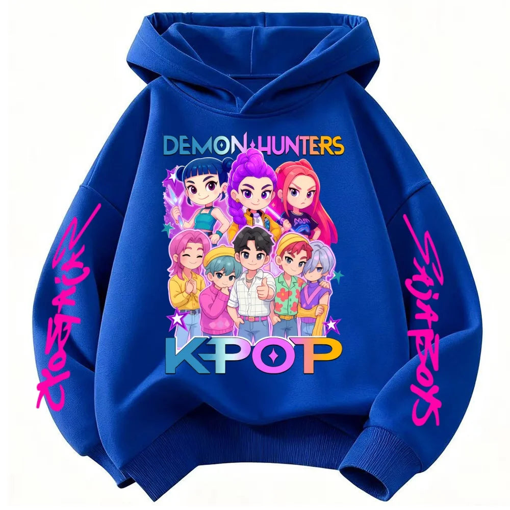 Girls Fashion Casual Sweatshirt Movie New Kids K-Pop Demon Hunters Hooded Tops Toddler Girl Clothes KPop DeCasual Girls Clothing