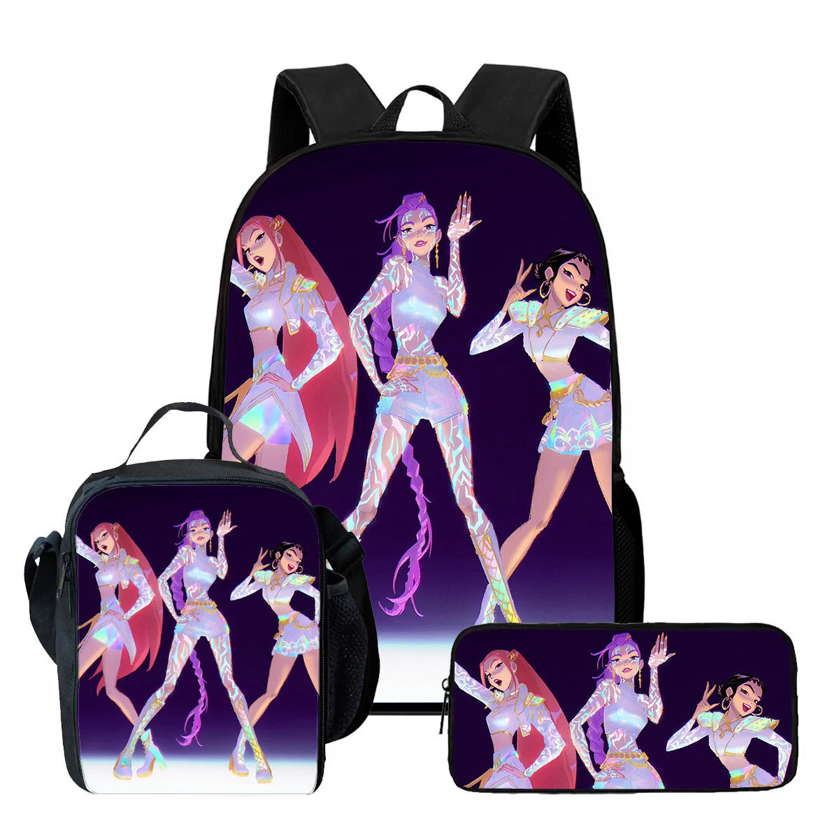 3Pcs Kpop Demon Hunters Huntrix School bags Set for Girls Boys Pencil Boxes Backpack Sets with Lunch Box For School Daypack