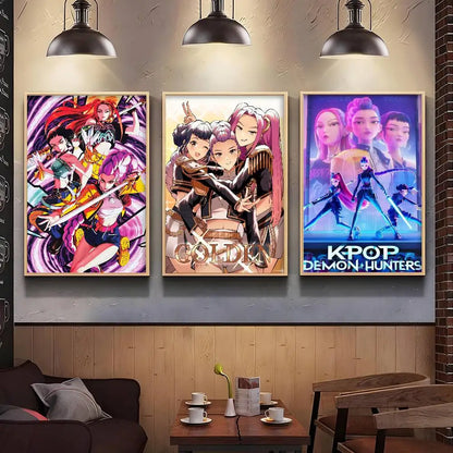 Movie KPop D-Demon H-Hunters Poster Gallery Prints Self Adhesive Home Decor Decoration Wall Decals Living Room