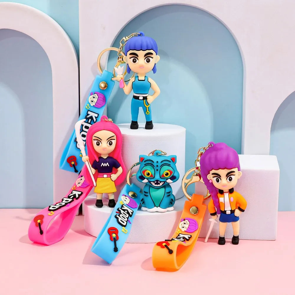 New KPOP Demon Hunters Little Tiger Keychain Pendant Cartoon Anime Monster Hunt Girl Key Ring Bag Hanging Decoration Gift