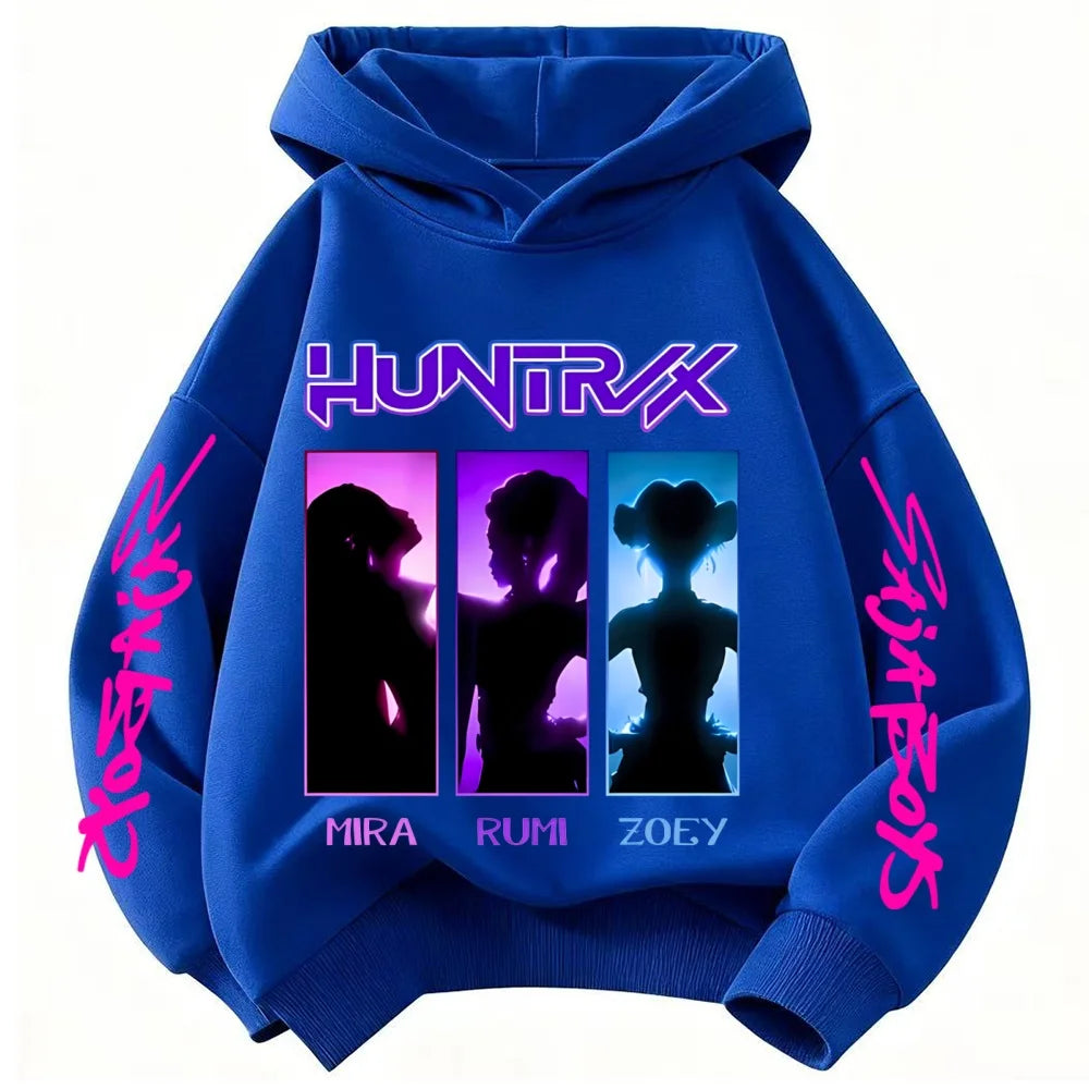 KPop Demon Hunter Rumi Derpy Cartoon Girls Boy Hooded Sweatshirt Warm Children's Wave Fashion Casual Tops Casual Girls Clothing