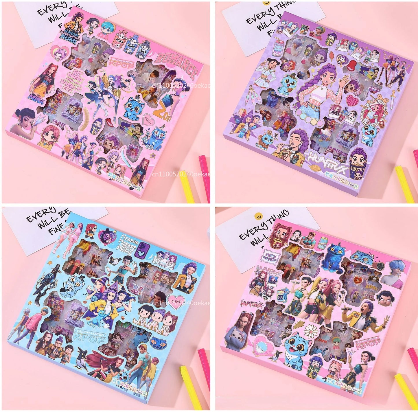 HOT Kpop Demon Hunters 96 sheets Transparent Handbook Stickers Gift Box Waterproof Creative Handbook Material Stickers