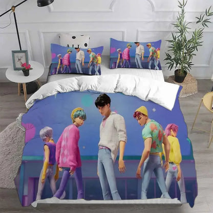 KPop Demon Hunters Bedding Sets EU Single Comforter Quilt Bed Cover Duvet Cover Pillow Case 2-3 Pieces Sets Halloween Costume