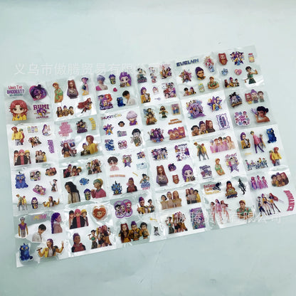 100PCS Kpop Demon Hunters Transparent Stickers Gift Box, Cute Journal & Scrapbook DIY Aesthetic Sticker Set for Fans