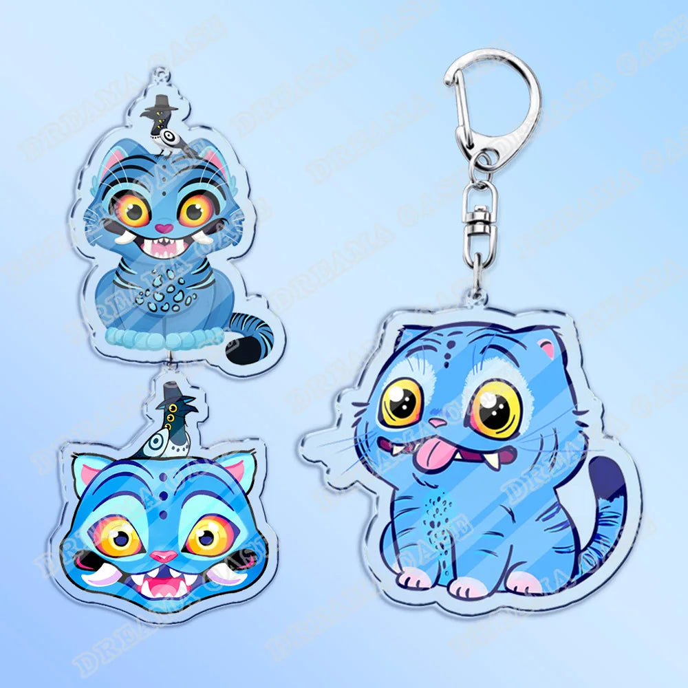 Cartoon Huntrix Saja Boys Derpy Tiger Acrylic Keychains Ring Double-Sided Key Chain Jewelry K-Pop Demon Hunters Fan Love Gifts