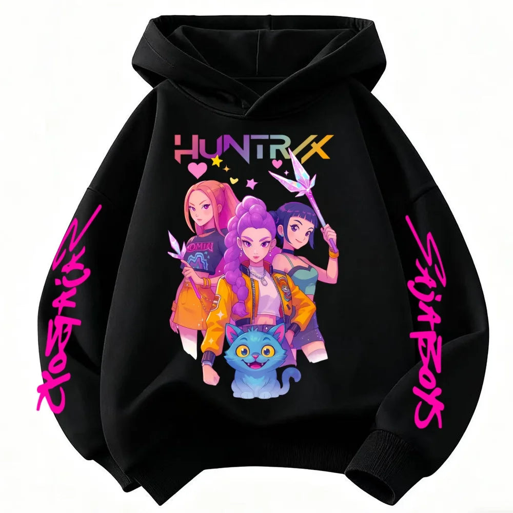 Movie KPop Demon Hunters Rumi Mira Zoey Graphic Hoodie Men's Women Korean Fashion Trend Streetwear Unisex Casual Fleece Pullover