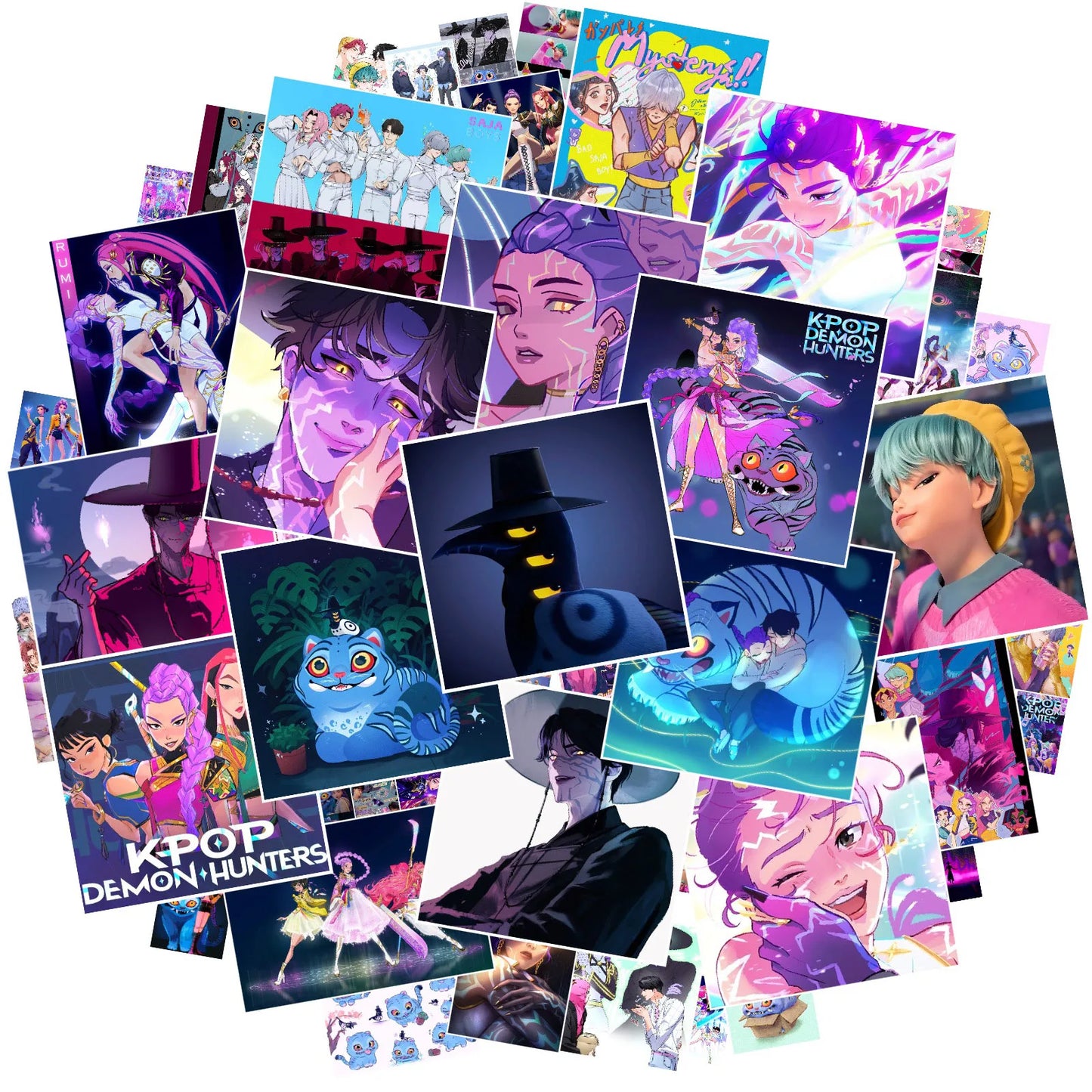 2025 MINISO brand new co branded K-op Movie Demon Hunters Huntrix Saja Boys Derpy Tiger Stickers  Vinyl  Toy Kid Gifts