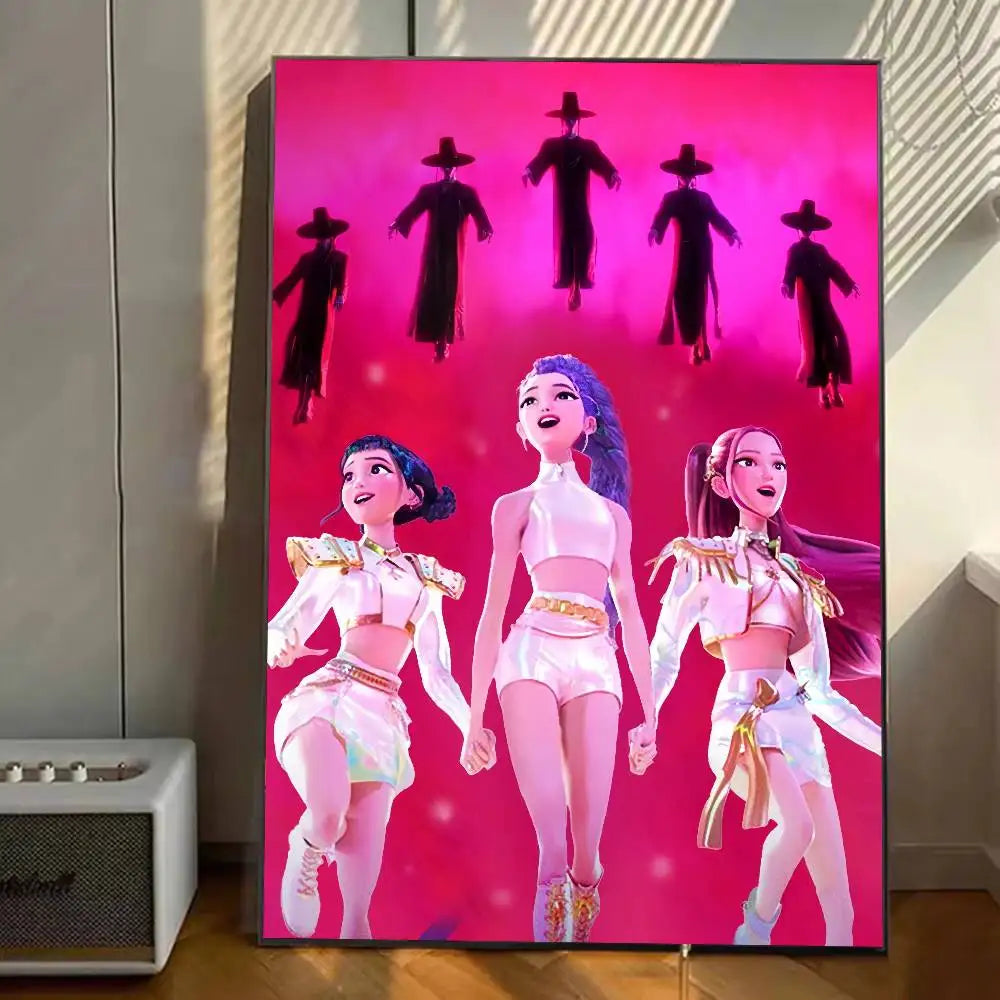 K-pop D-Demon Hunters Anime Poster Gallery Prints Self Adhesive Home Decor Decoration Wall Decals Living Room Sticker