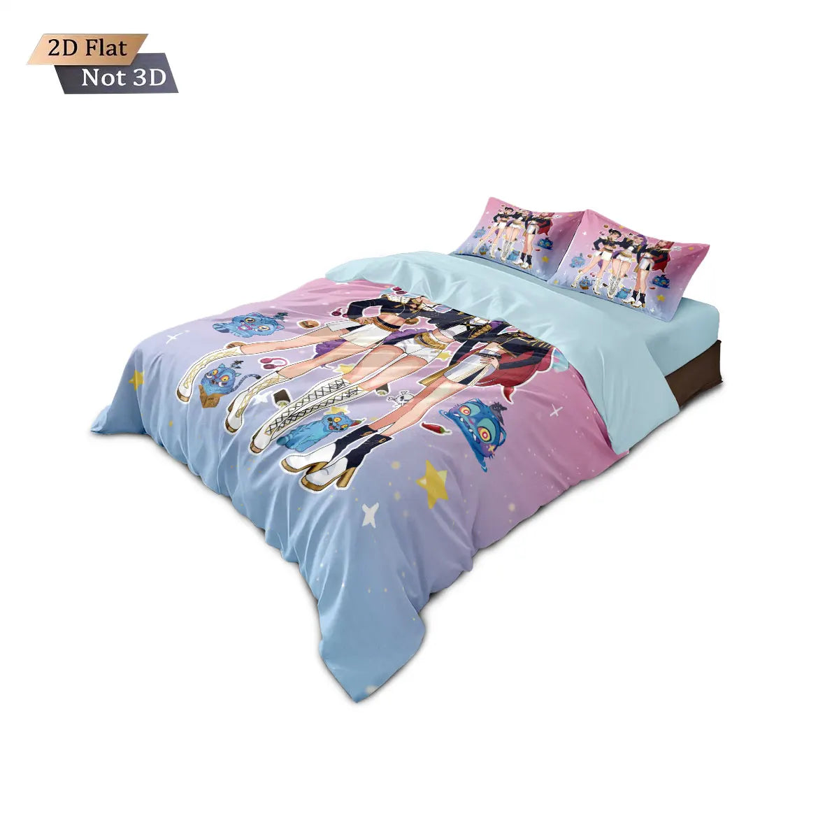 3pcs K-Pop Demon Hunters Print coreless Bedding Set Multi Sized Bedding Dormitory duvet Cover Soft Decoration, Machine Washable