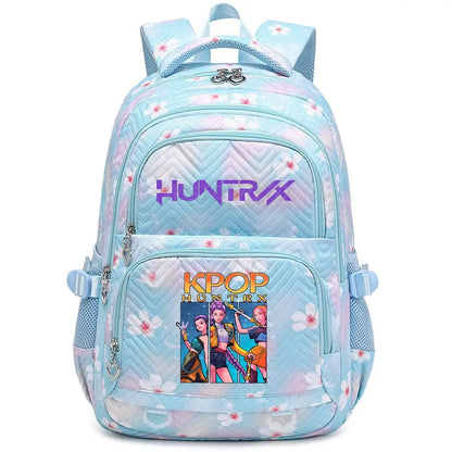 KPop Demon Hunters Backpack Rumi Mira Zoey HUNTR/X Saja Boys Print Cartoon School Bag Large Capacity Student Travel Backpacks