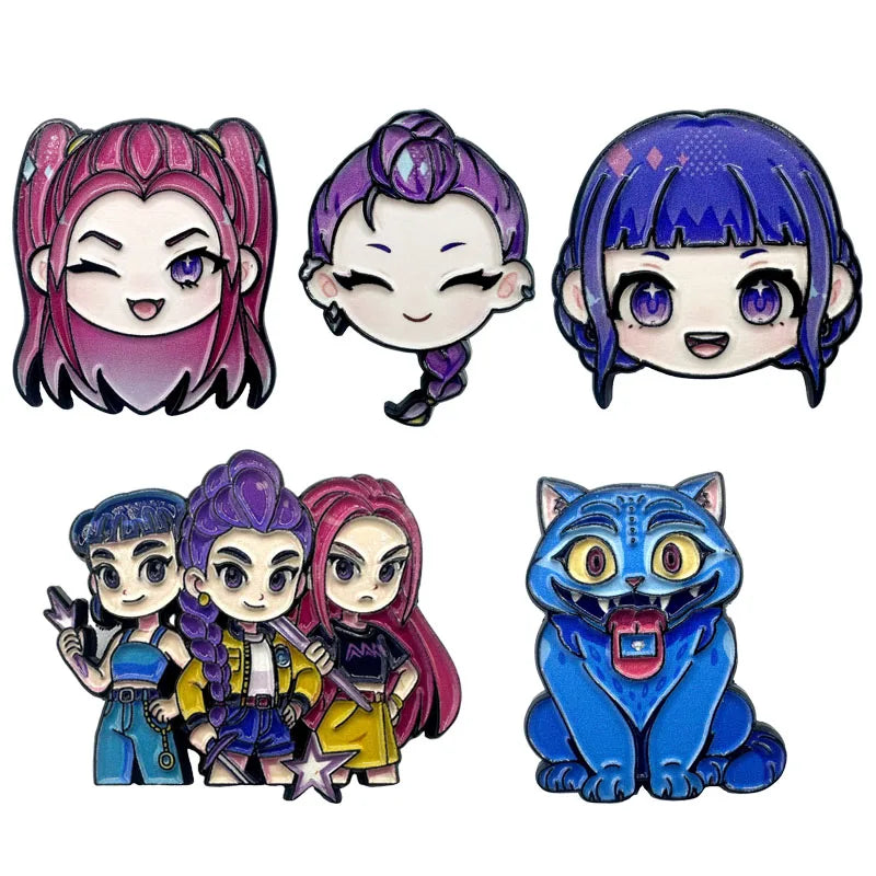 Kpop Demon Hunters Brooch Pines Lapel Pins Badge on Backpack Clothing Accessories Fashion Jewelry Friends Gifts Decorations Gift