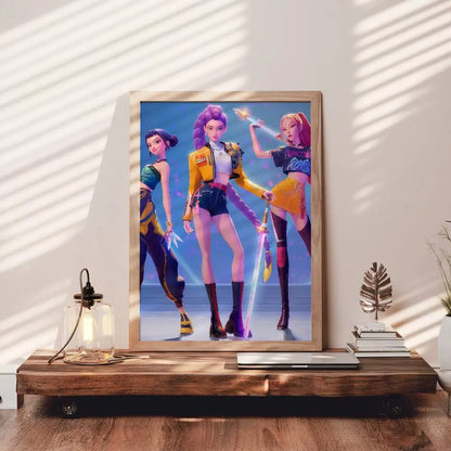 K-KPop Demon Hunter Poster Self-adhesive Art Waterproof Paper Sticker Coffee House Bar Room