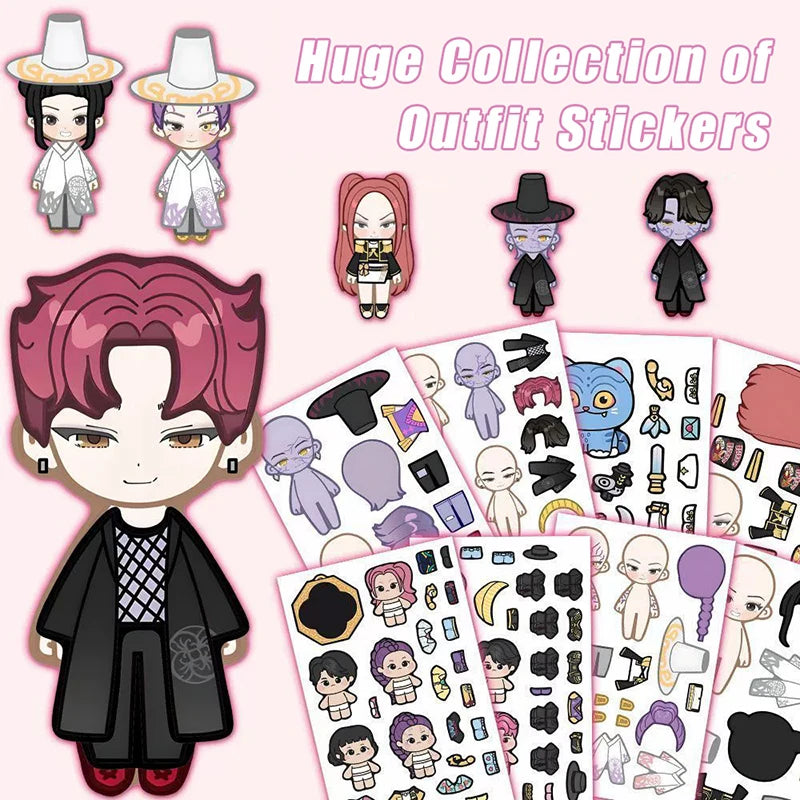 6-16 Sheets Funny Kpop Demon Hunters Make A Face Puzzle Stickers Kid DIY Game Children Education Toy Gift Xmas Newyear Gifts