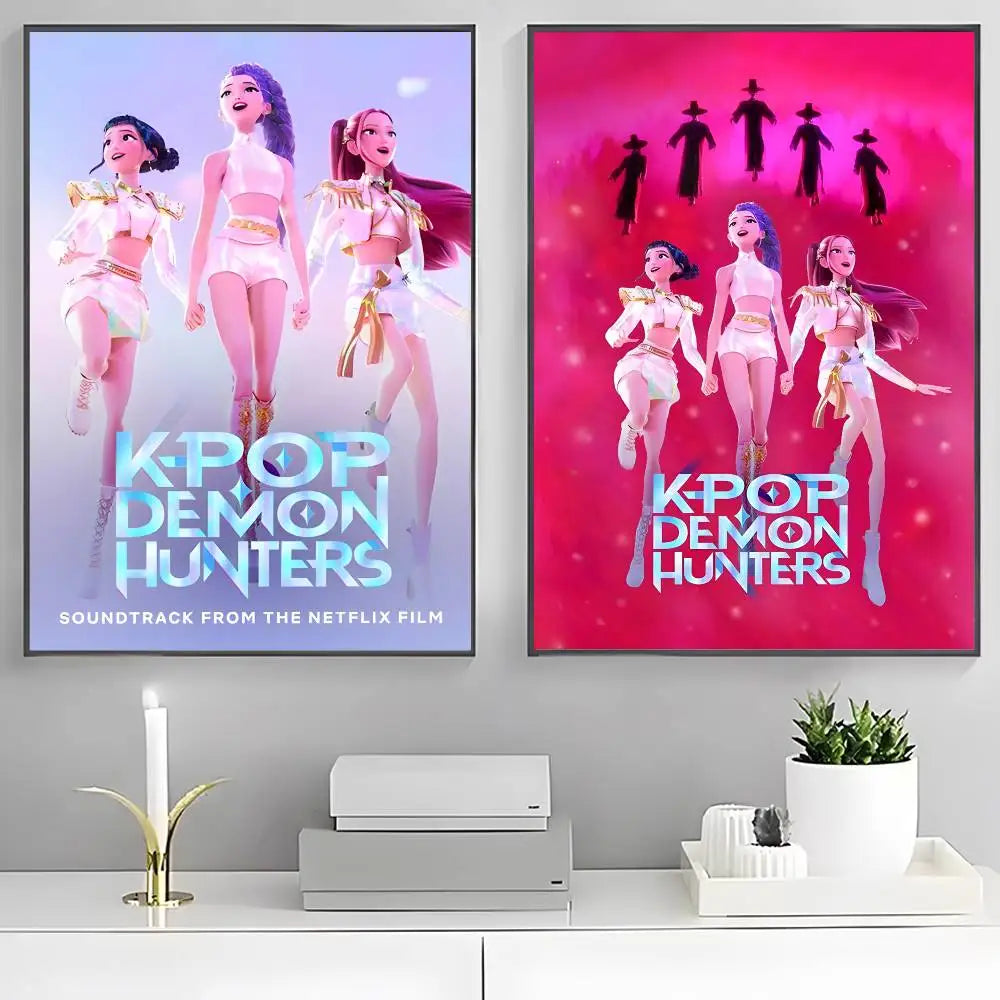 Demon H-Hunters kpop new group Poster HD home decor sticky wall waterproof home living room bar aesthetic decor