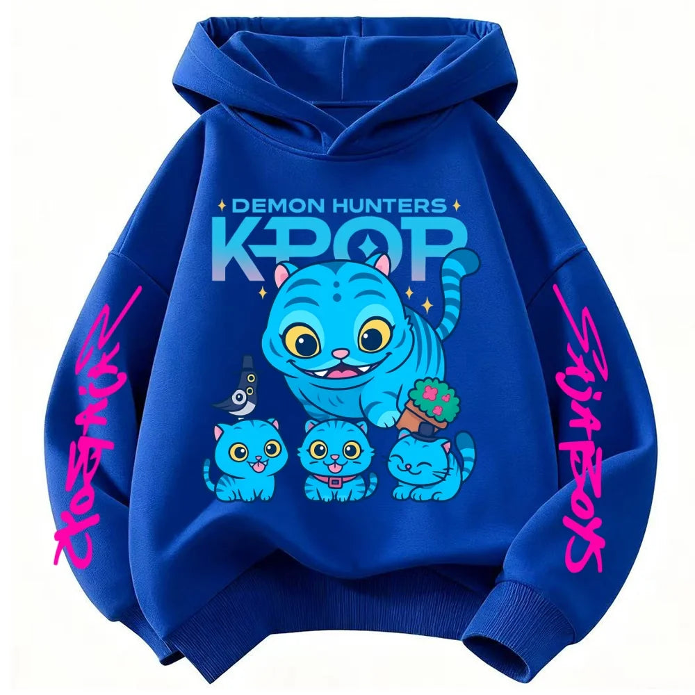 Cute Children's Clothes KPop Devil Hunter Fashion Print Casual 2025 Movie Girls Boys Winter Casual Woolen Hoodies