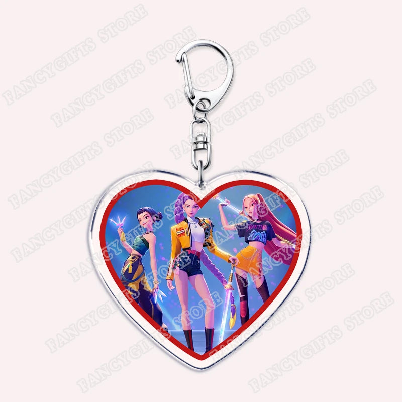 Kpop Demon Girls Keychain for Accessories Huntrix Saja Boys Rumi Zoey Jinu Derpy Tiger Keyrings Key Chains Jewelry Fans Gifts