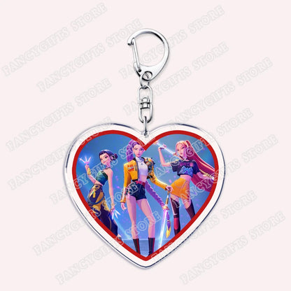 Kpop Demon Girls Keychain for Accessories Huntrix Saja Boys Rumi Zoey Jinu Derpy Tiger Keyrings Key Chains Jewelry Fans Gifts