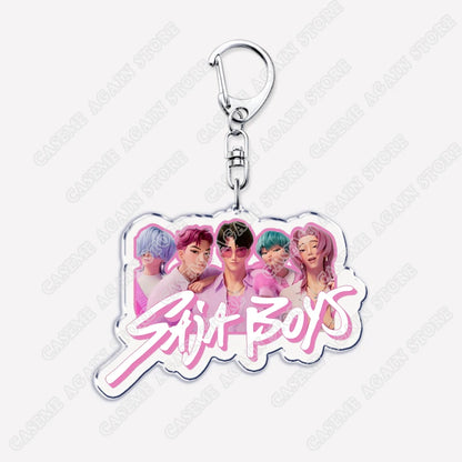 Cute Kpop Band Demon Hunters Huntrix Saja Boys Keychains for Accessories Jewelry Rumi Zoey Jinu Derpy Tiger Keyrings Fans Gifts