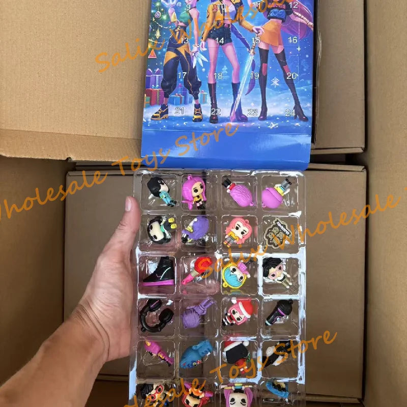 In Stock 2025 Kpop Demon Hunting 24pcs PVC Advent Christmas Calendar Surprise Blind Boxes For Halloween Mystery Box Gifts Toys