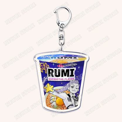 HOT Kpop Demon Hunters Huntrix Saja Boys Keychains for Accessories Bag Rumi Zoey Jinu Ramen Ramyeon Keyring Jewelry Fans Gifts
