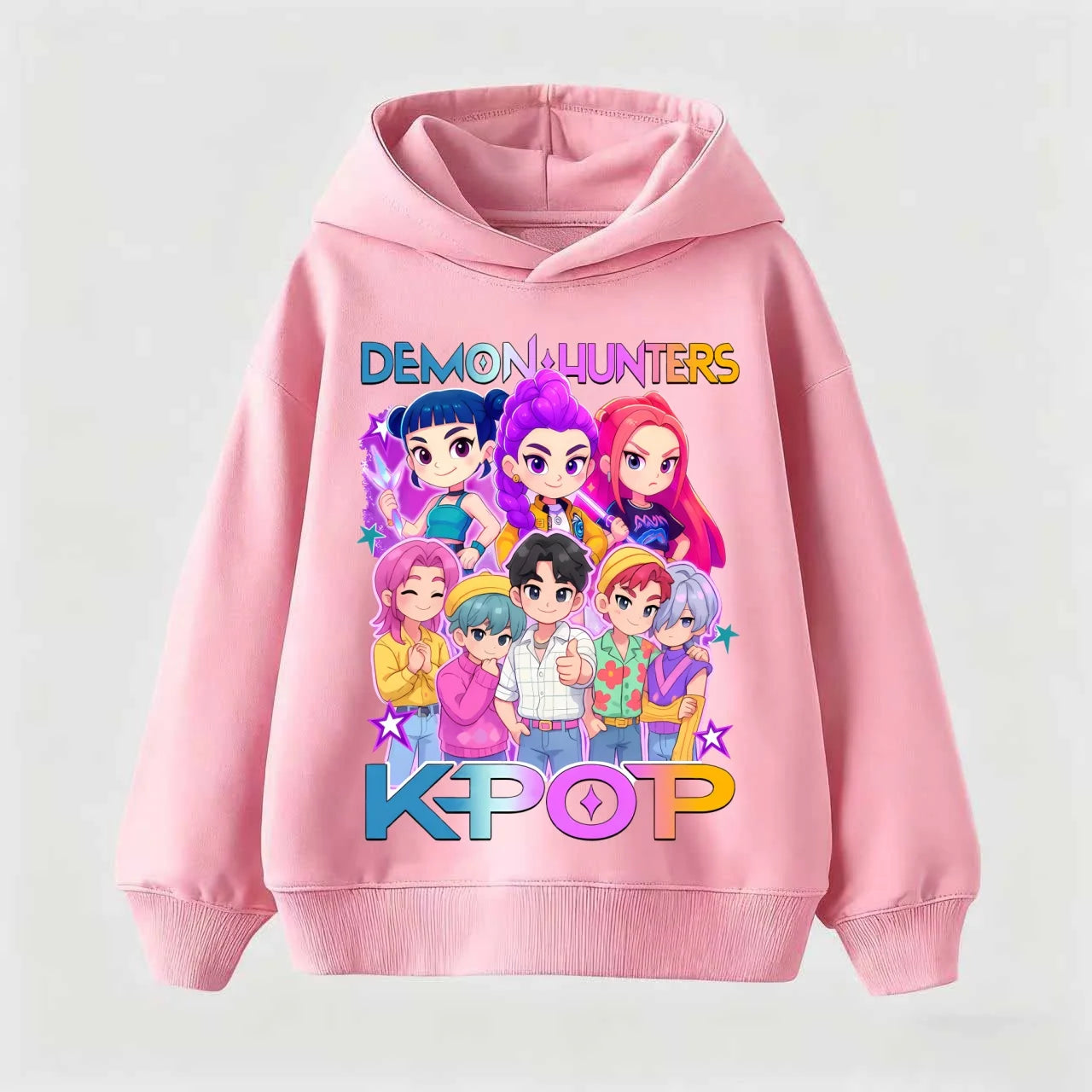 Fashion KPop Demon Hunter Rumi Derpy Cartoon Girls Boy Hooded Sweatshirt Warm Children's Korean Wave Casual Tops CasuOutfits Gif