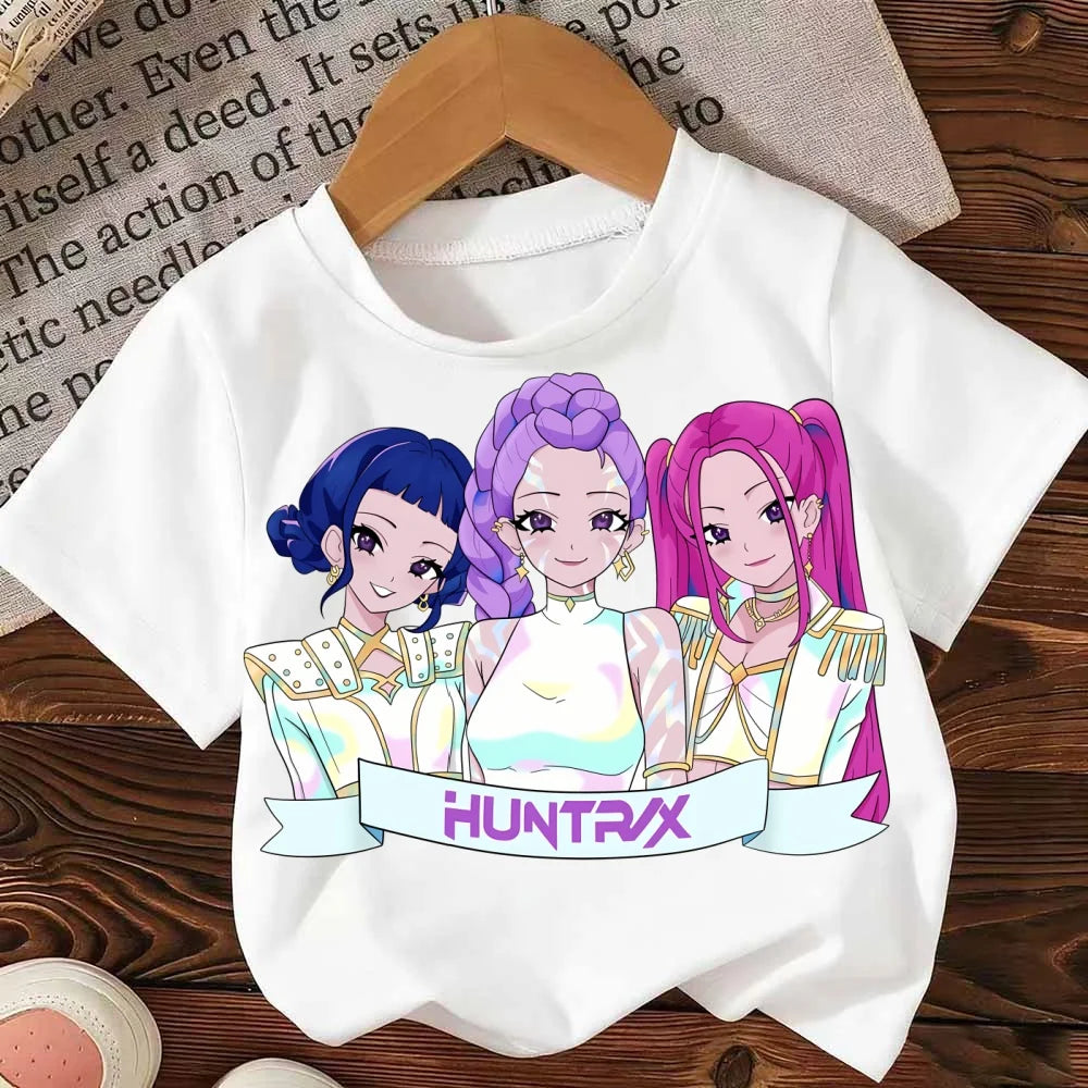 Anime Kpop Demon Hunters Saja Boys T-shirts Children Summer Casual Short Sleeve Tees Kpop Demon Hunters T Shirts for Men Women