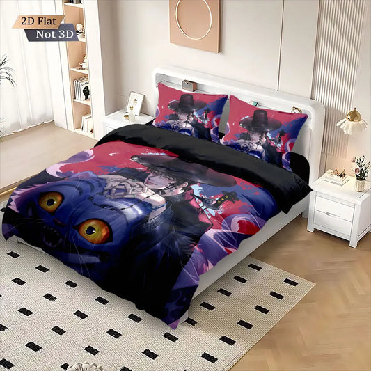 3pcs K-Pop Demon Hunters printed coreless duvet cover set, multi size bedroom, dormitory bedding decoration, machine wash style