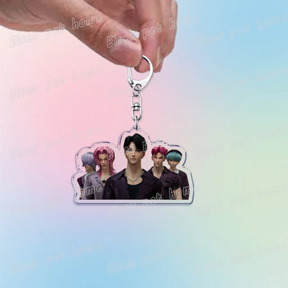 Kpop Demon Hunters Huntrix Saja Boys Keychain Llavero Accessories Bag Rumi Zoey Jinu Ramen Keychains Keyrings Jewelry Fans Gift