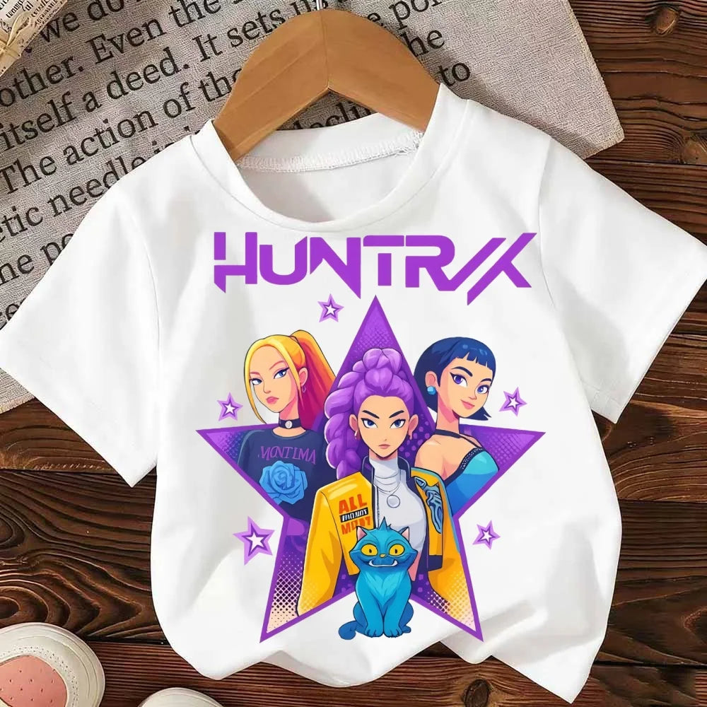 2025 Movie KPop Demon Hunters T-shirts Summer Short Sleeve Female Tee O-neck Cotton Fashion Casual Loose Unisex Streetwear
