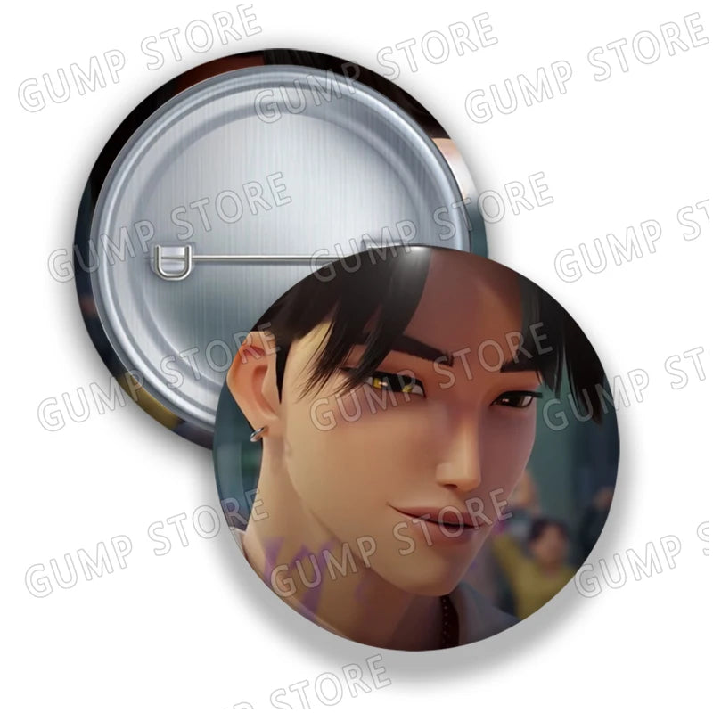 Kpop Demon Hunters Badges for Jewelry Accessories Bag Decor Huntrix Saja Boys Rumi Zoey Jinu Tinplate Button Brooch Pins Gifts