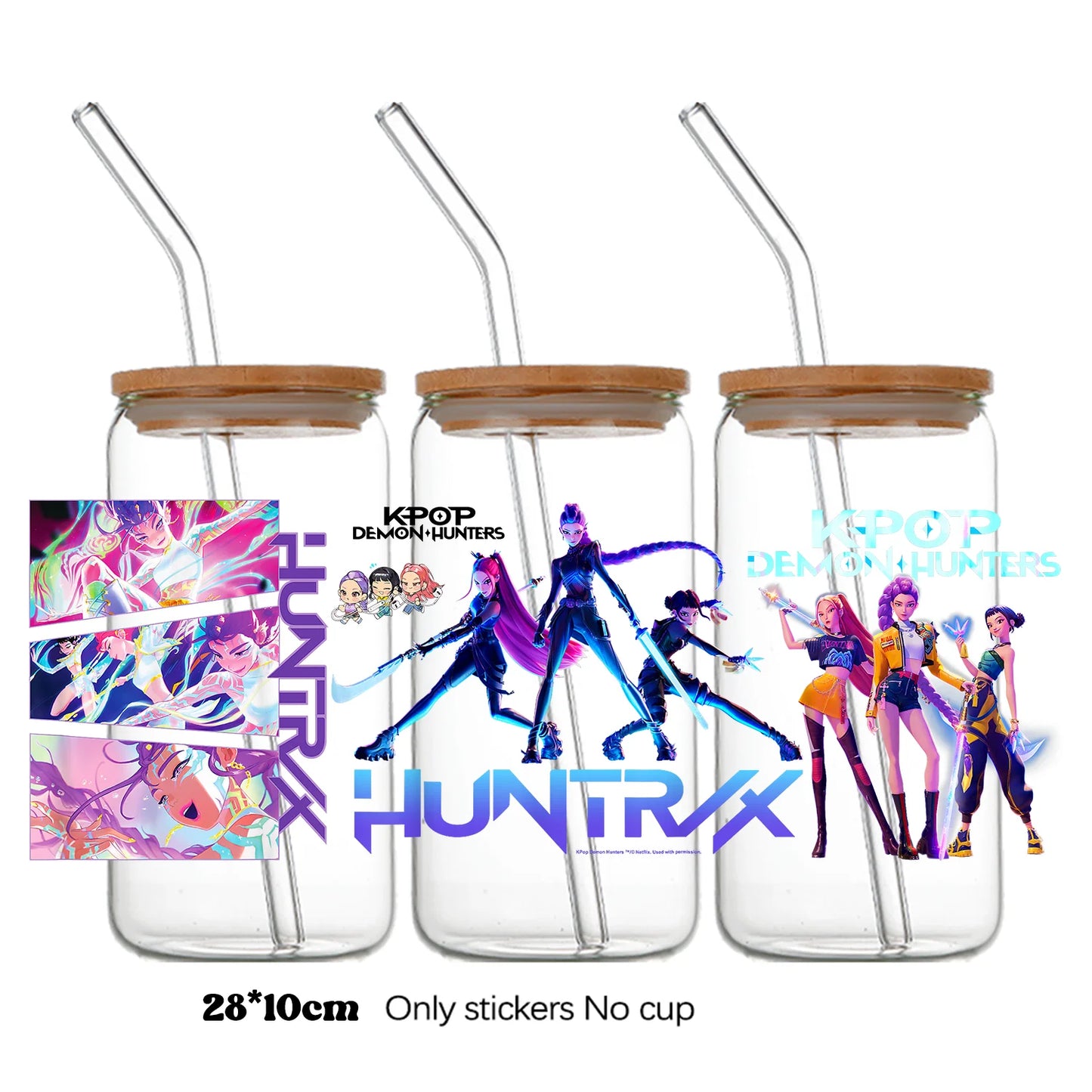 k-pop Demon Hunters wrapping Transfer cups HUNTRX Decal Rumi kpop saja boys Uvdtf Bottle k pop Stickers Uv Dtf Car Huntrix Wraps