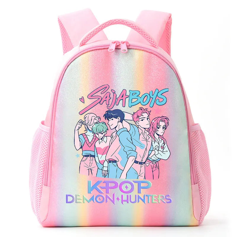 For K-Pop Demon Hunters Student Rainbow Backpack Anime Accessories HUNTR/X Rumi Mira Zoey Schoolbag Children's Birthday Gifts