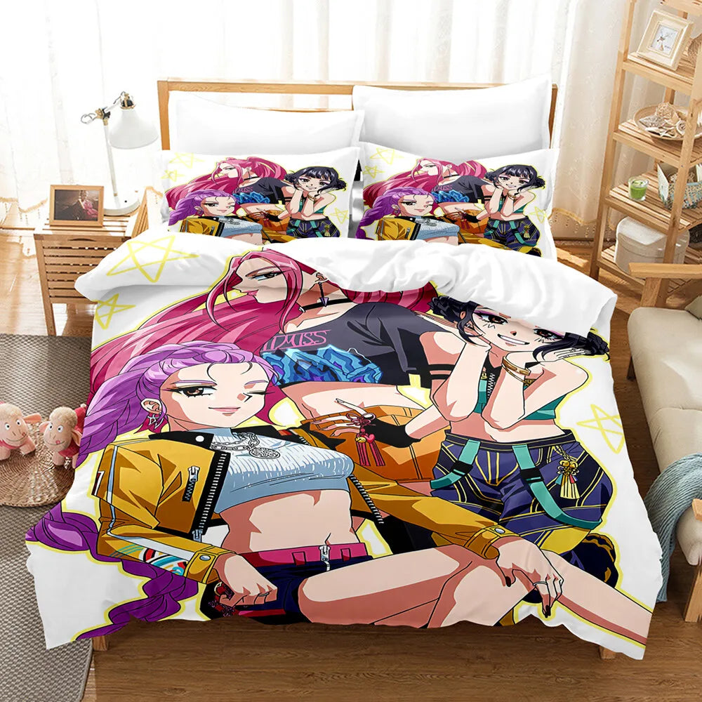 3pcs Kpop Demon Hunters Theme Duvet Cover Set EU Single Size Bedding Sets Quilt Cover Duvet Cover for Kids Adults k pop Huntrix