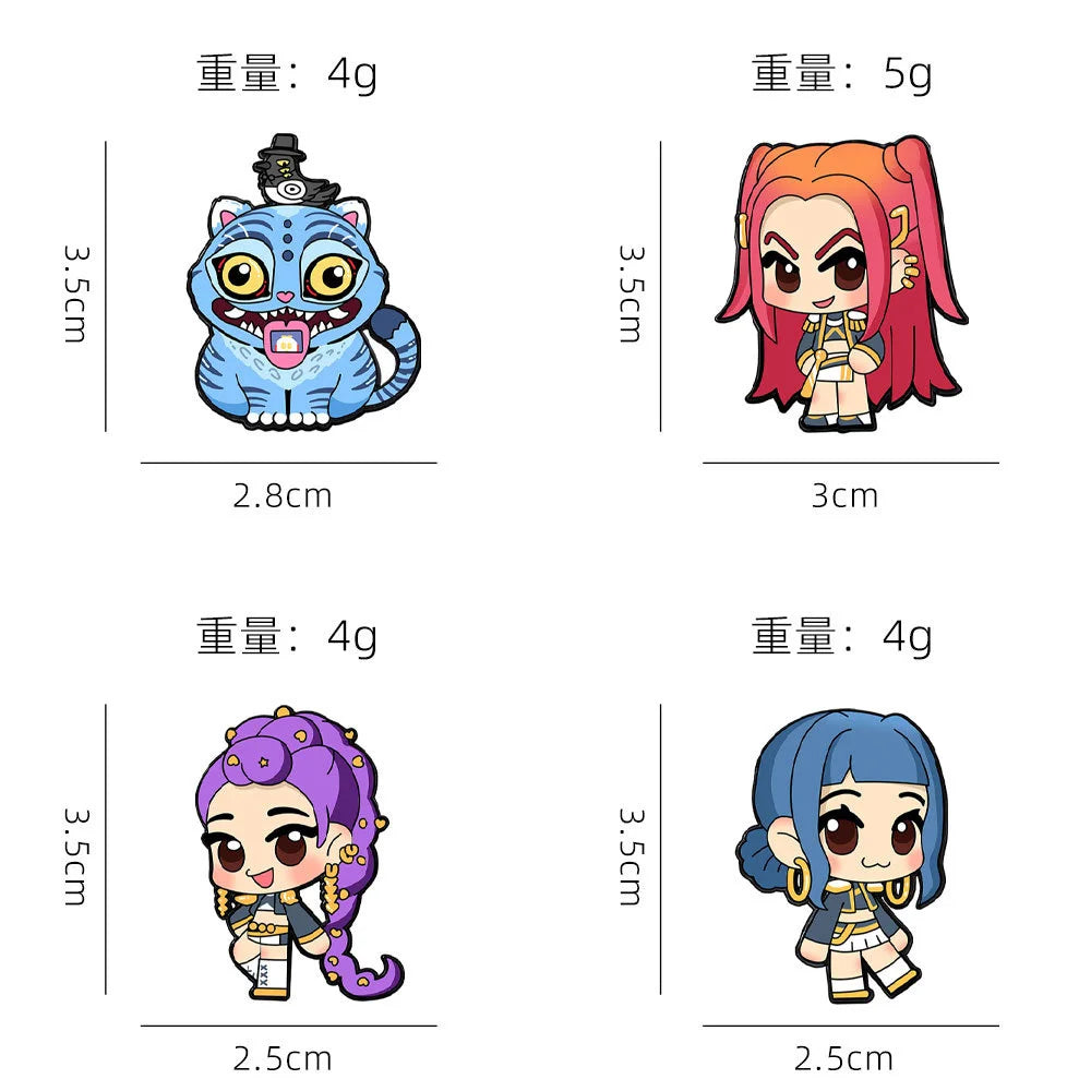 4Pcs K Pop Demon Hunters Enamel Pins Character Brooches Pins Lapel Pins Badge Clothing Accessories Fashion Jewelry Friendsfunny