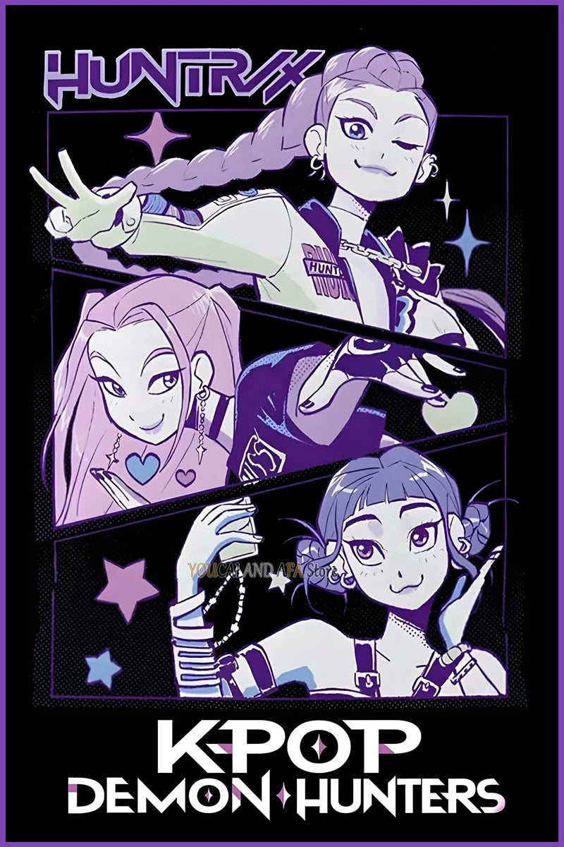 New K-Pop Girls Group Demon Hunters Art Fans Artwork Music Movie Anime Kpop Poster Canvas Painting Wall Pictures Fans Home Decor