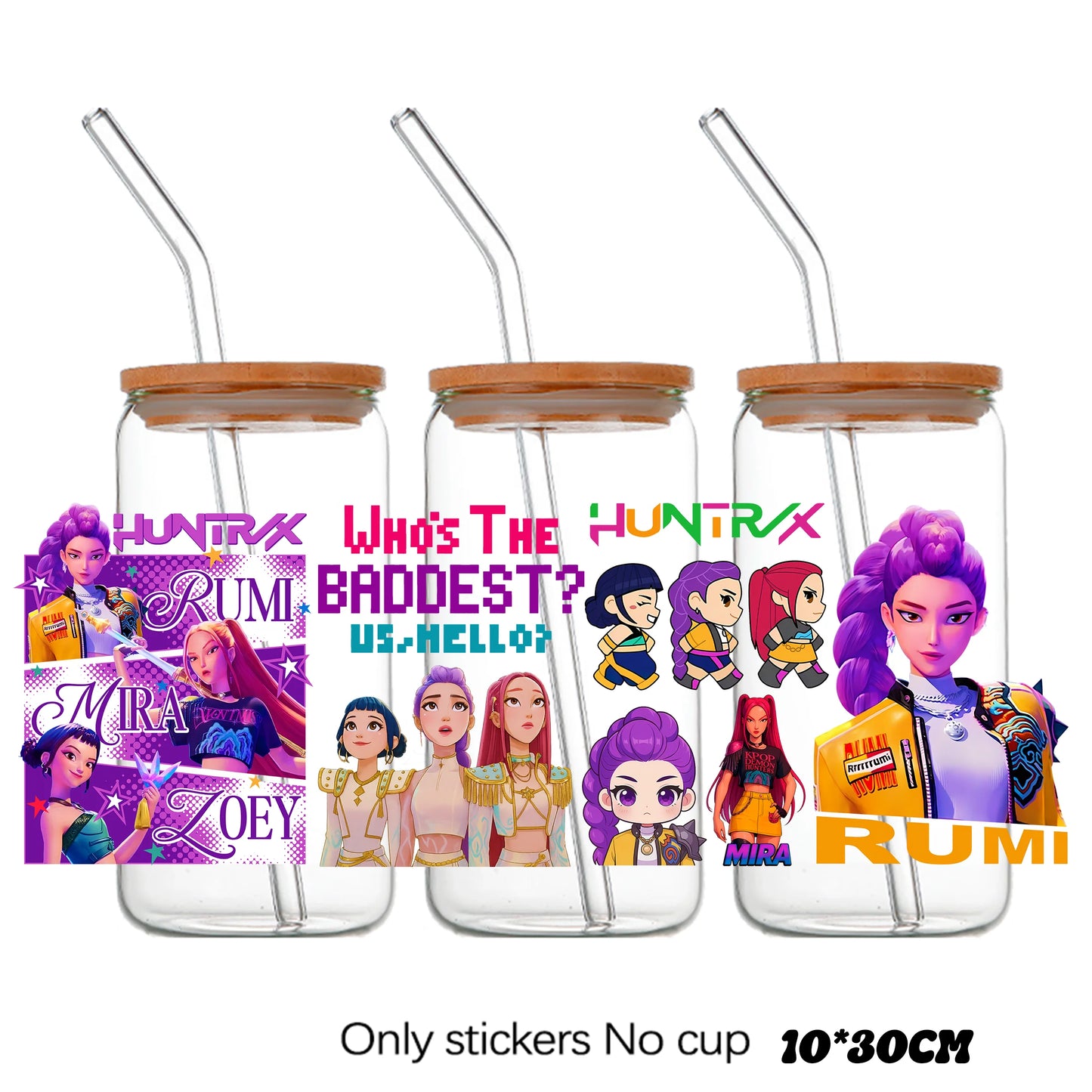 k-pop Demon Hunters wrapping Transfer cups HUNTRX Decal Rumi kpop saja boys Uvdtf Bottle k pop Stickers Uv Dtf Car Huntrix Wraps