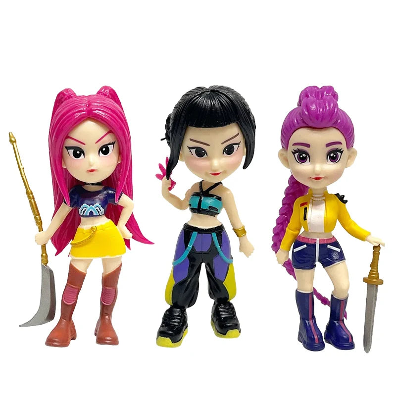 6pcs/Set Kpop Demon Hunters Figure Toy Cartoon Rumi/Mira/Zoey Action Figure PVC Desktop Decoration Model Doll Toy Fans Gift