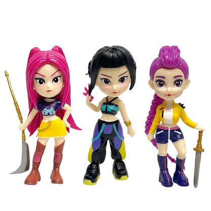 6pcs/Set Kpop Demon Hunters Figure Toy Cartoon Rumi/Mira/Zoey Action Figure PVC Desktop Decoration Model Doll Toy Fans Gift