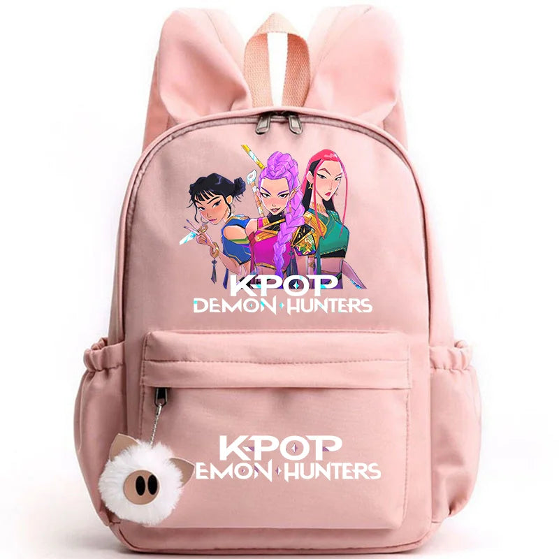 KPop Demon Hunter Backpack for Girls Boys Children Rucksack Casual School Bags Travel Rabbit Ears Backpacks Mochila gift bags