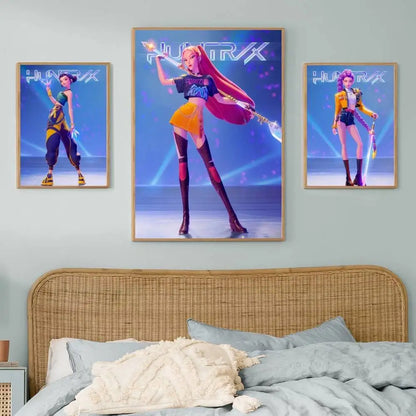 K-pop D-Demon Hunters Anime Poster Self-adhesive Art Waterproof Paper Sticker Coffee House Bar Room Wall Decor