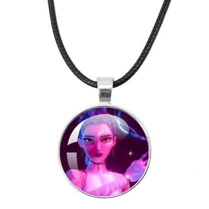 KPop Demon Hunters Leather Rope Necklace Huntr-x Rumi Zoey Mira Pendant Necklace Jewelry Accessories Cosplay Props Fans Gifts