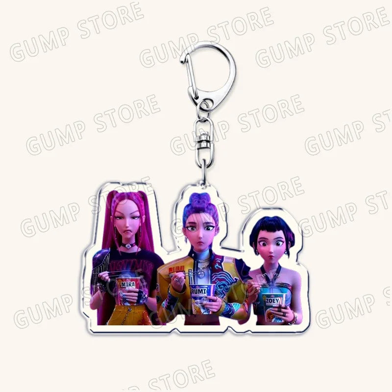 Popular Kpop TV Demon Hunters Huntrix Saja Boys Keychains for Accessories Bag Rumi Zoey Jinu Keyring Jewelry Fans Friends Gifts